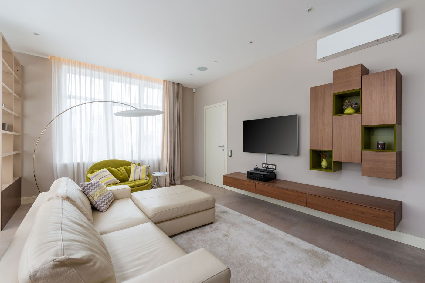 Cool, comfortable living room with a ductless AC unit
